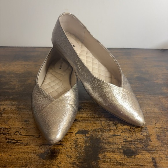 Birdies Shoes - Birdies Goldfinch Leather Flats Womens 7.5 Champagne Metallic Gold Classic